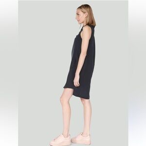 Dex Baby Doll Aline Dress Flirty Ruffles Bows on side Pleated at Waist Black Med